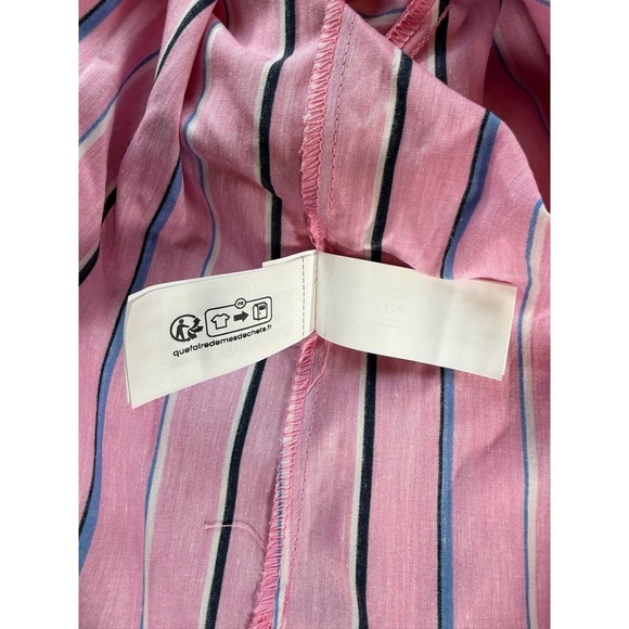 NWT Zara Womens XL Pink Striped Button Down Long Sleeve Layering Shirt - Picture 8 of 11
